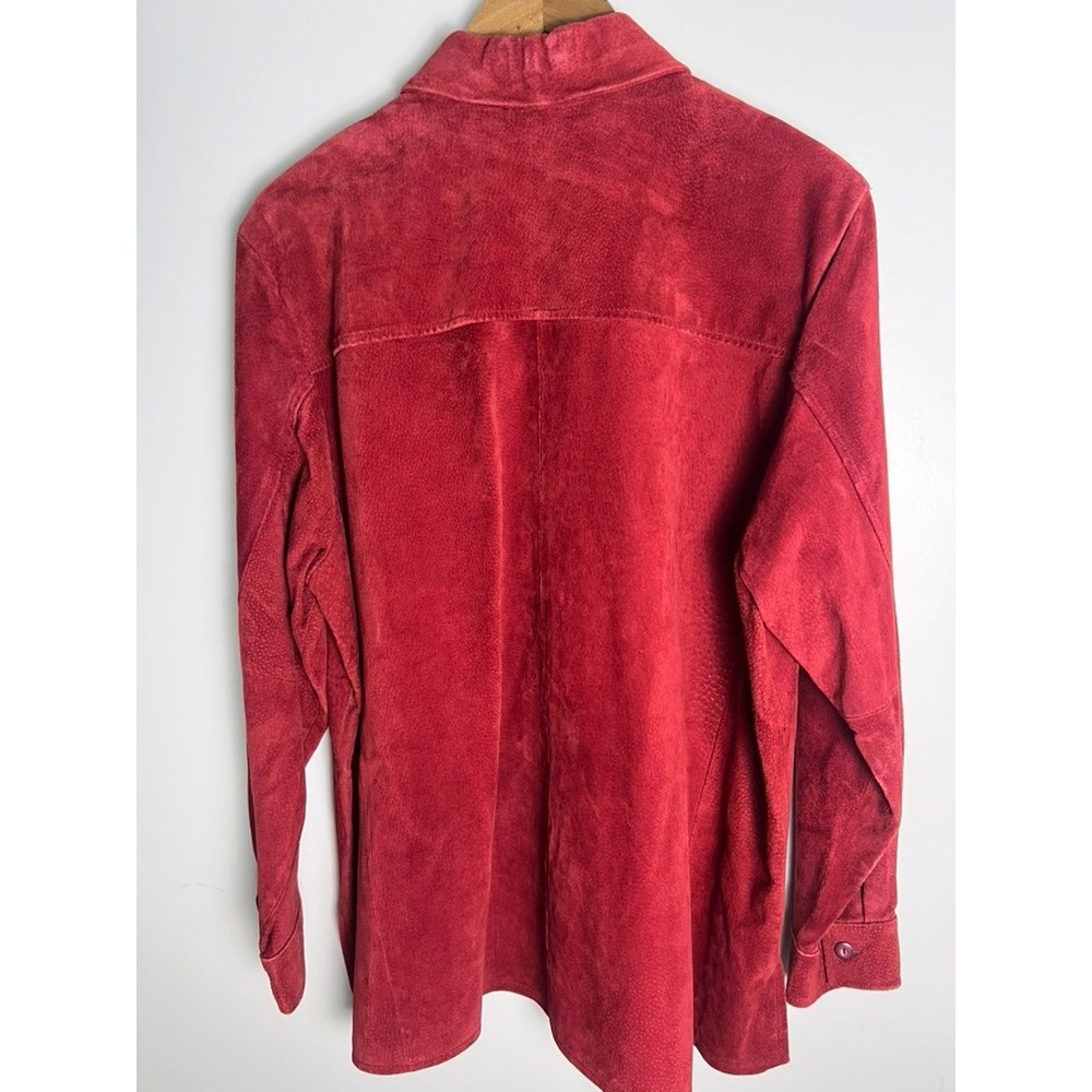 Style & Co. Red Suede Button-Up Jacket - Picture 3 of 9